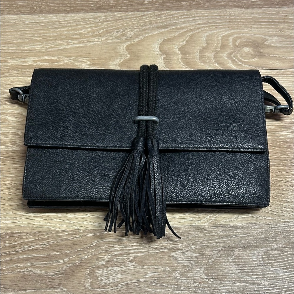 BENCH Black Leather Crossbody/Clutch Bag with Tassel